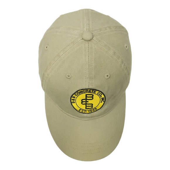 B & B Concrete Logo Patch Khaki Adjustable Tuck Strap Cap Trucker Baseball Hat - Picture 6 of 13